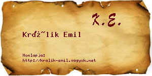 Králik Emil névjegykártya